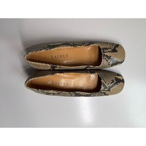 Lauren Ralph Lauren Snake Print Leather Pumps in Beige and Black